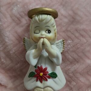 Vintage George Good Porcelain Figurine Christmas Winking Halo Angel Bell
